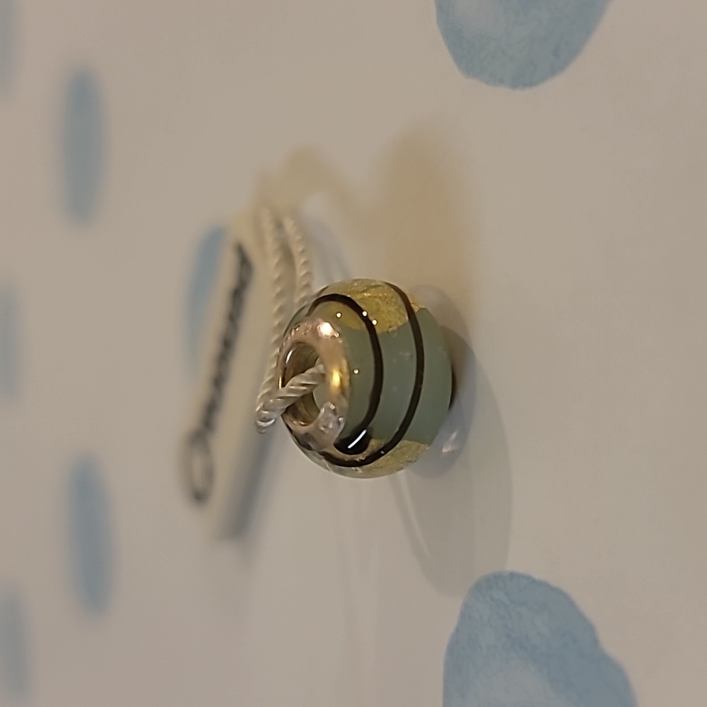 NWT Persona Charm Bead fits Pandora Bracelets. Mint green & brown 925 silver